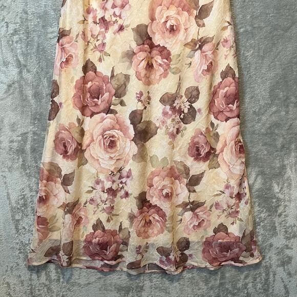 Vintage Floral Midi Dress Cottagecore Sleeveless Summer Dress Size Large 90s - Picture 2 of 6